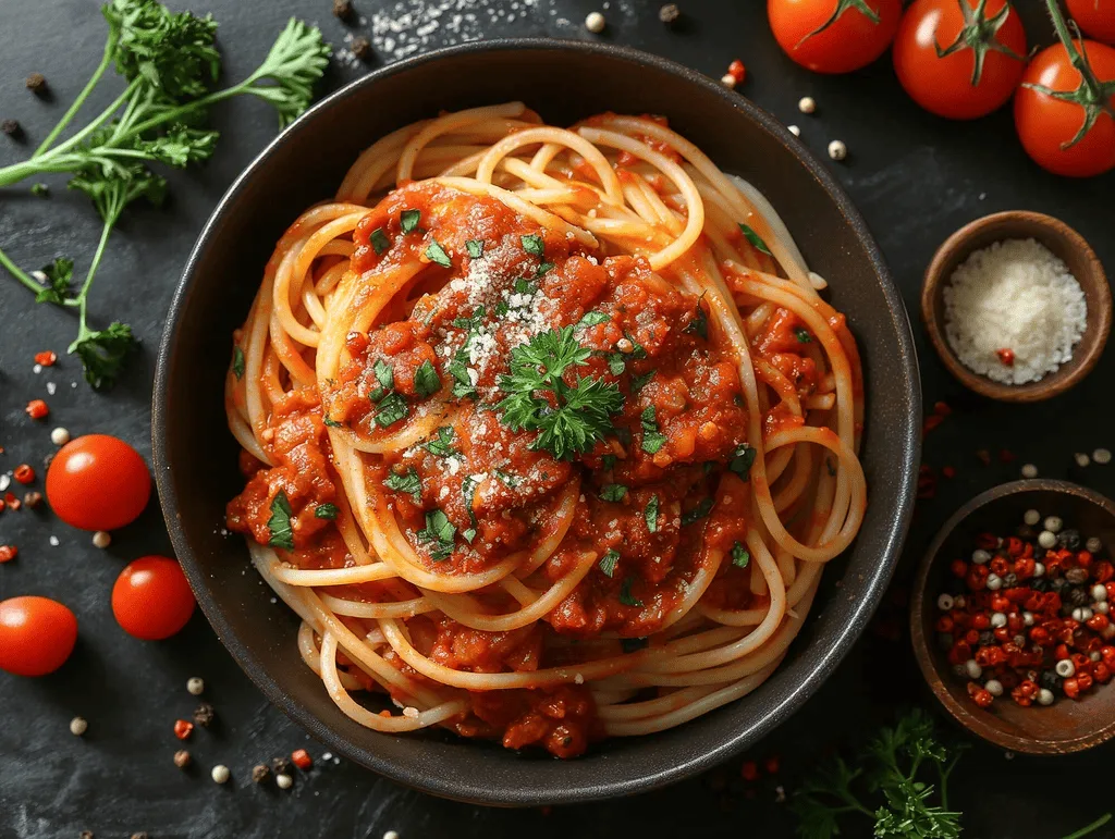 Болоньезе — спагетти с томатно-мясным соусом и пармезаном
